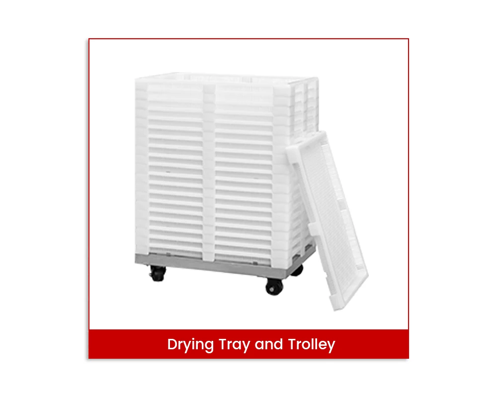 Drying trays and trolleys